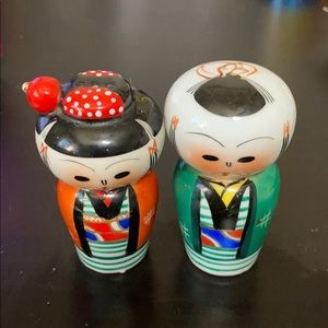 Vintage Kokeshi Doll Ceramic S/P Shakers
